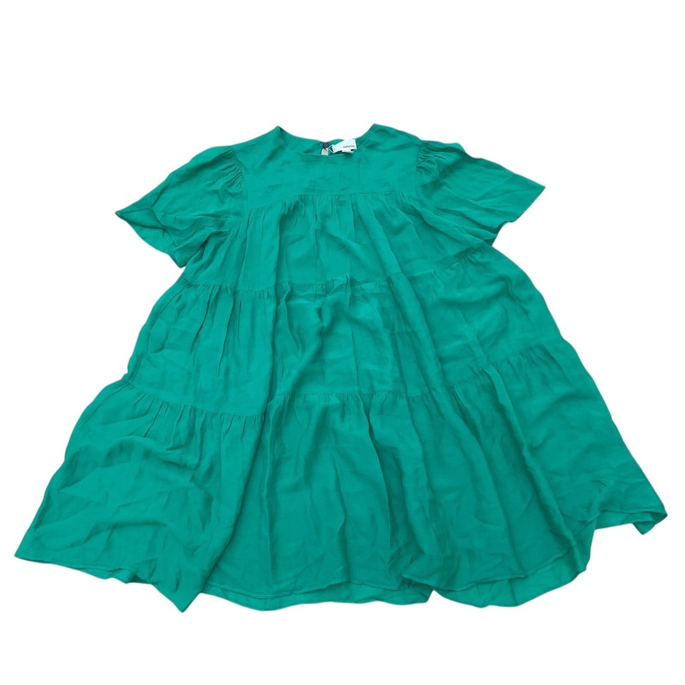 THEKorner Green Tiered Babydoll Mini Dress Short Sleeve NWT Womens S